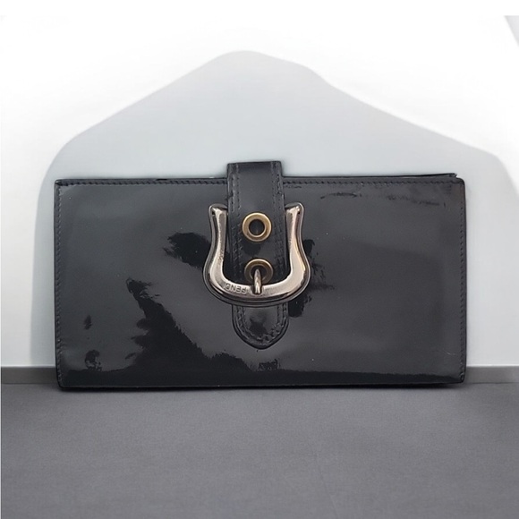 Fendi Handbags - Fendi vintage black patent leather long wallet